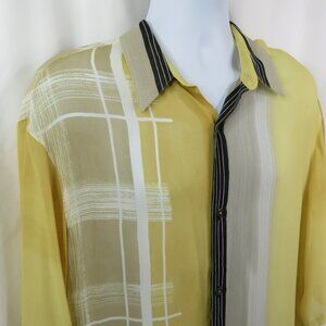 Antonello ZA Shirt Mens XL Sheer Silky Rayon Italy Yellow Lightweight Club